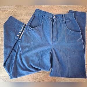 Highwaist Vintage 100% Cotton Made In Canada Navy Trousers